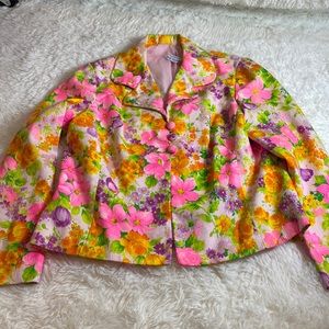 Vintage-GrannyCore-Vibrant Floral Blazer Jacket-Polly Kay-See photos for sizing